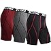 Neleus Men's 3 Pack Sport Running Compression Shorts,6012,Black (Red Stripe),Grey,Red,US M,EU L