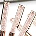 Rose Gold Pen Bling Crystal Diamond Ball Point Pen Black Ink Pen with 3 Extra Refills (Rose Gold 3 Pack)