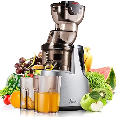 Juicer Extractor Machine, JESE 3.4" Wide Feeding Chute Masticating Juicer 37RPMs Extra Slow Juicer with High Yield Rate for Fruit and Vegetable Juice