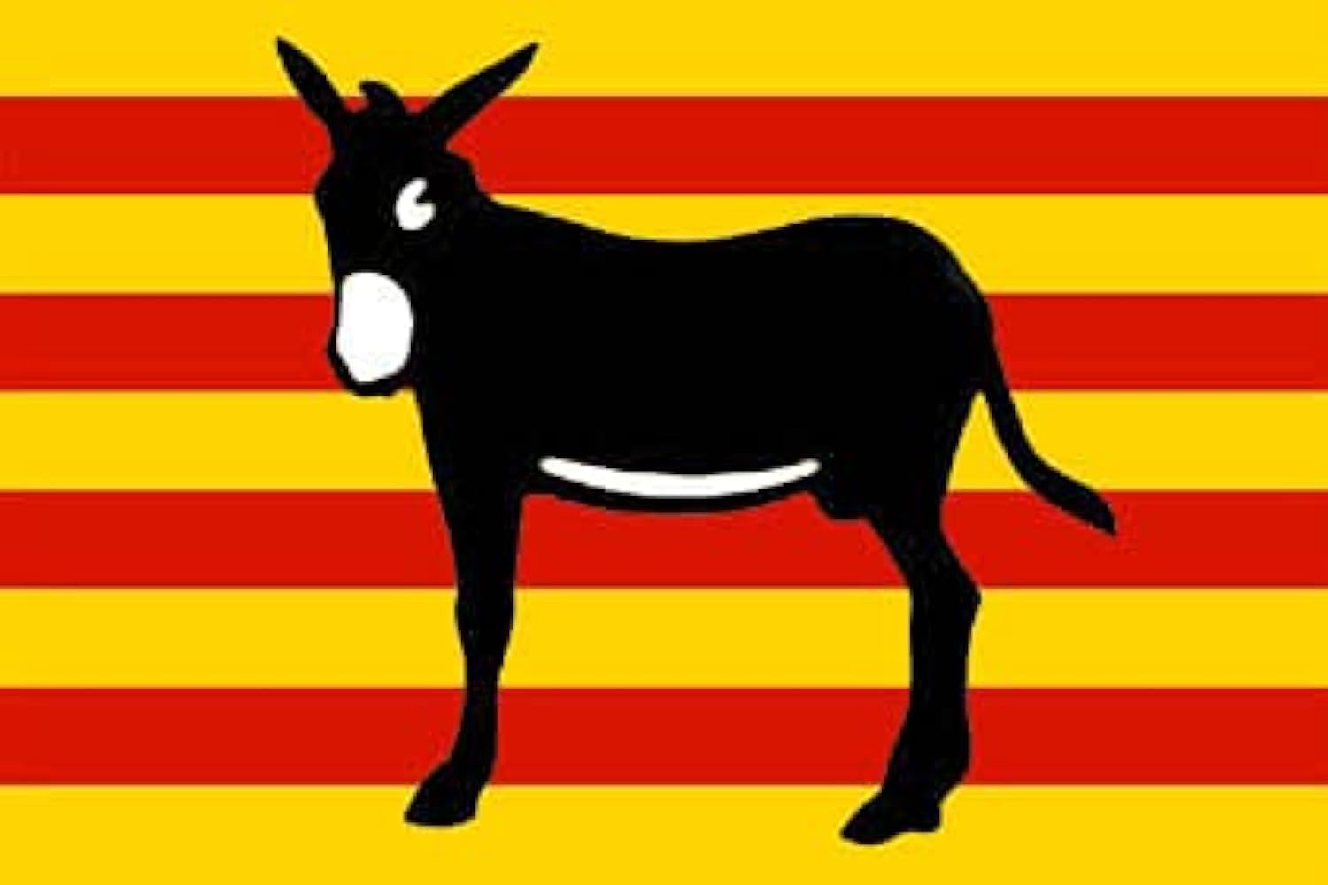 AZ FLAG - Catalonia With Donkey Flag - 2x3 Ft - 100D Polyester Catalan Banner with Two Metal Grommets - Fade Resistant - Vivid Colors - 2' x 3' Feet - 90x60 Cm — image 1