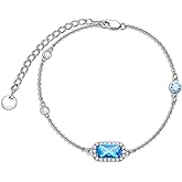 Plesitep Crystal Bracelet 925 Sterling Silver Adjustable Bracelet Jewelry for Women