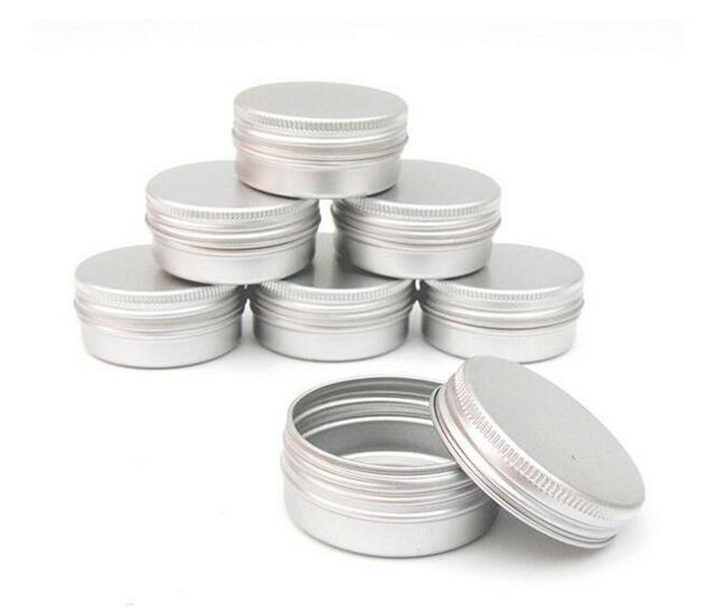 Pack of 12 Aluminum Tin Jars Round Pot Screw Cap Lid for Lip Balm Nail Art Cream Cosmetic Make Up Eye Shadow Powder Pot Jar Tin Case Container (50ML)