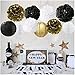 New Years Decorations Gold Black White Party Decorations Kit Tissue Paper Pom Poms Flower Paper Lanterns Paper Honeycomb Balls Party Hanging Decorations for 2019 New Years Eve Party Birthday Party