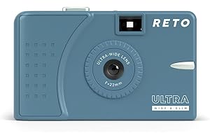 RETO Ultra Wide and Slim 35mm Reusable Daylight Film Camera - 22mm Wide Lens, Focus Free, Light Weight, Easy to Use (Teal)