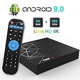 TV Box, TUREWELL T95 Max Android 9.0 TV Box Chip H6 Quad-core Cortex-A53 4GB RAM 32GB ROM Smart TV Box Support 3D 6K Ultra HD H.265 2.4GHz WiFi Ethernet HDMI [2019 Newest]