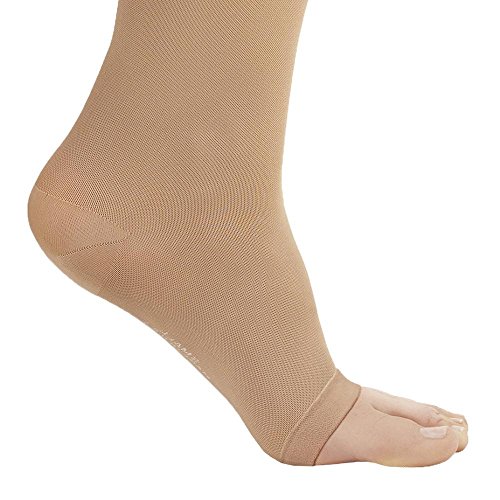 Ames Walker AW Style 213 Microfiber Opaque 20 30 Firm Compression Open Toe Knee High Stockings Sand Medium Relieves Pain of Tired Aching Legs and mild varicose Veins Post sclerotherapy Treatment - Thumbnail 2