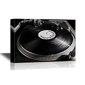 Music Canvas Wall Art - Professional Analog Djing Equipment Playing The Music - Gallery Wrap Modern Home Art | Ready to Hang - 12x18 inches