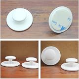 LizCeyMD 20 Pc Self-Adhesive Cabinet Handles Plastic Round Drawer Knobs White view 5