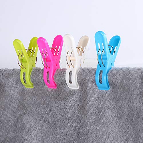 Ostrichy Beach Towel Clips for Pool Chairs, Plastic Beach Chair Clips, Towel Clips for Beach Chairs Cruise, Fashion Bright Color Pool Chair Clips, 8 Pieces Oversized Beach Towel Clips