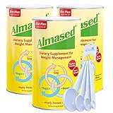 Almased Multi Protein Powder Supplement Supports Weight Loss, Health and Energy 17.6 oz (3 Pack) Bundle with Lumintrail Measuring Spoons Set of 4