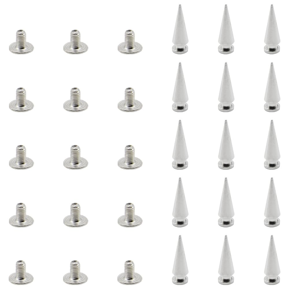 Hocansen 100 Set Spikes Studs for Clothing 7x20mm Punk Rivets Metal Spikes and Studs Cool Double Cap Rivet for DIY Clothes,Leather (7x20mm/PK)