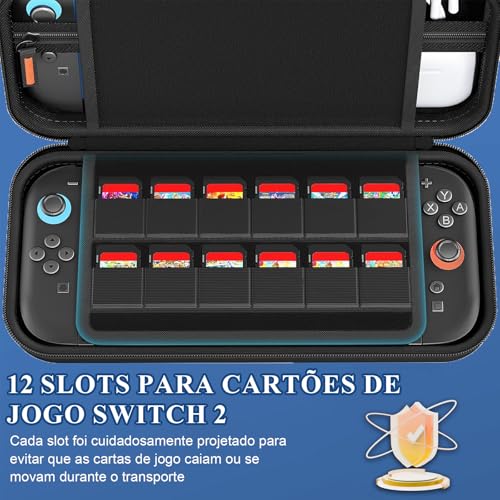Case para Nintendo Switch 2, 25 em 1 Acessorios para Switch 2 (2025), com Pelicula, Capa Protetora Rígida Portátil e Estojo para Switch 2 e Protetores de TPU para Joycon