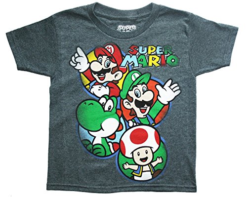 Super Mario Little & Big Boys' Mario, Luigi, Yoshi, & Toad Tee Shirt T-Shirt Top