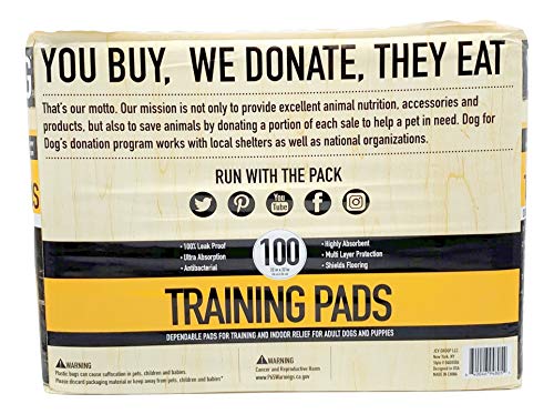 DOG for DOG Super Absorbent Pet Training Pads - 100% Leak Proof - Multi Layer Protection - Tear-Resistant - Scented to Attract Pets - You Buy, We Donate, They Eat!