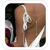 Eyraevor Rhinestone Backdrop Necklace for Backless Dress Back Necklace Crystal Wedding Bridal Back Dainty Chain Body Jewelry (Gold)