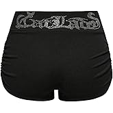 Floerns Women's Y2k Rhinestone Low Waist Shorts Sparkly Ruched Going Out Micro Shorts