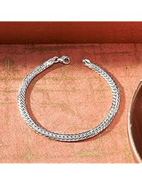 Ross-Simons - Pulsera italiana de oro blanco de 14 quilates con eslabones cubanos