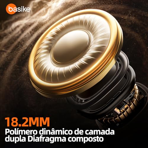 Fone De Ouvido Bluetooth Esportes, Basike T6, IPX5/OWS Fone de Ouvido Estéreo Hi-Fi, Suporta Chamadas de Voz, 60 Horas em Standby Para Corrida e Exercícios ao Ar Livre (Preto)