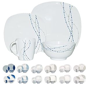 Camping servies gemaakt met melamine, 16 stuks, voor 4 personen (diverse designs en kleuren beschikbaar)