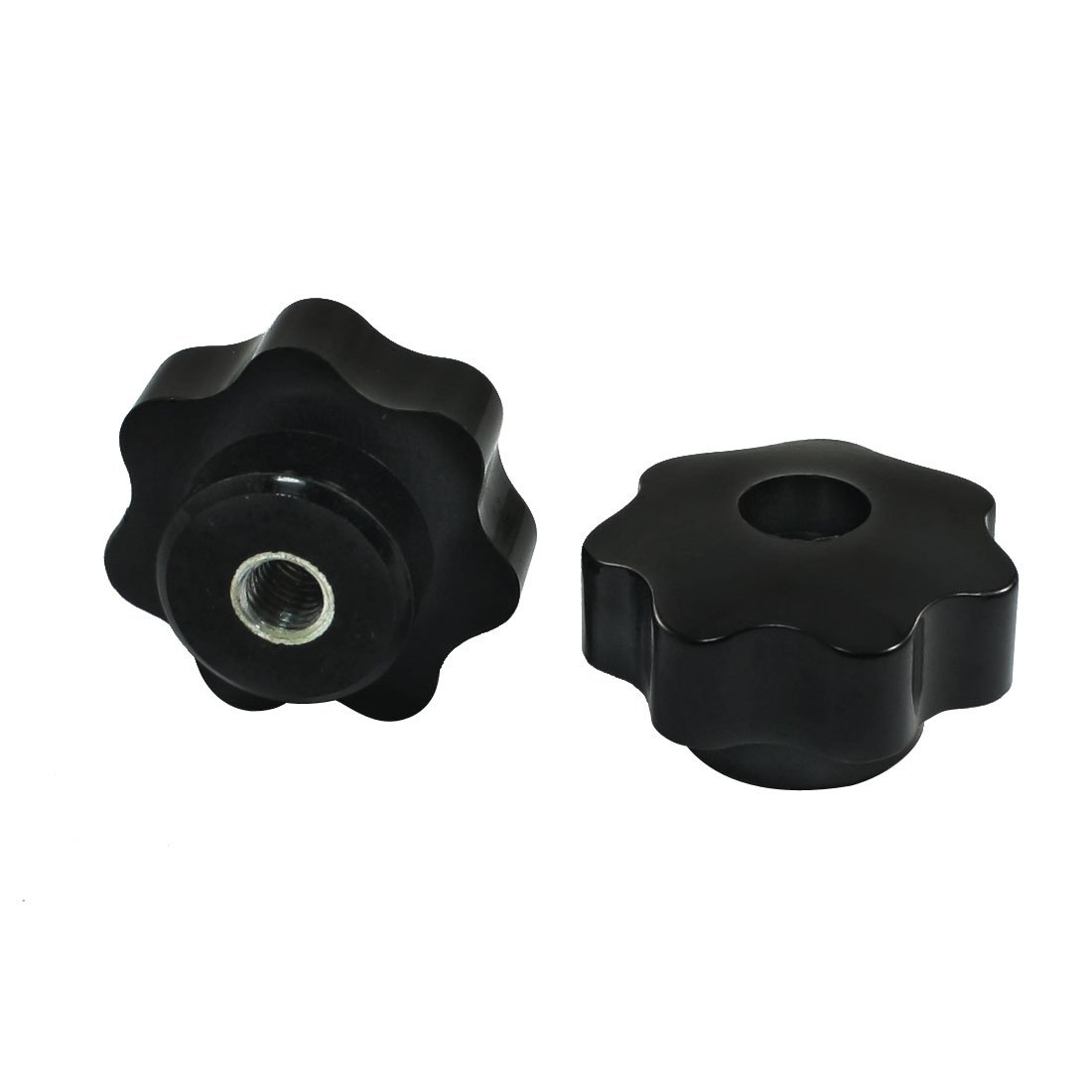 Sourcingmap 2Pcs Black Silver Tone M8 40mm Dia Through Hole Star Clamping Knob