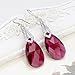 EleQueen 925 Sterling Silver CZ Teardrop Bridal Hook Dangle Earrings Fuchsia Made with Austrian Crystal for Women, Valentine's Day/Mother's Day/Christmas Jewelry Gift