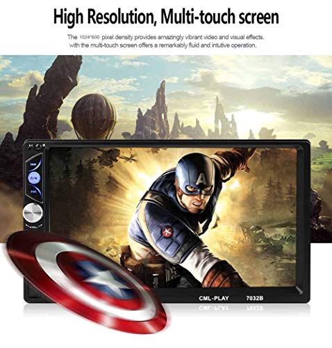 CarThree Car Radio Touchscreen 7 Inch Mirrorlink Android SD/FM/USB/AUX/Bluetooth Double Din Car Stereo for Rear View Camera Remote Control