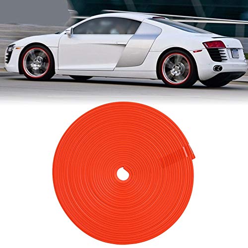 Suuonee Car Wheel Rims Protector, 8M / Roll Car Wheel Hub Edge Protector Tire Guard Strip Sticker Universal(Red)