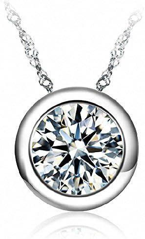 Fashion Pretty Lady Gemstone Necklace Platinum Circle Round Lariat Pendant Necklace for Family