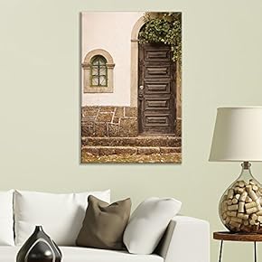 Canvas Wall Art of Brown and White Cobblestone Building | 12" x 18"
