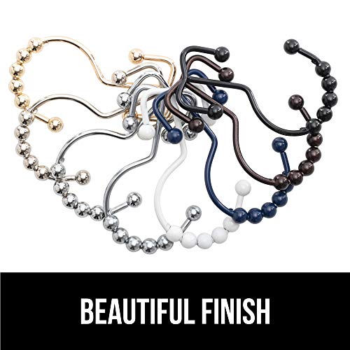 Gorilla Grip Shower Curtain Hooks, Stainless Steel Rust Resistant Easy