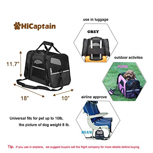 HiCaptain Soft Side Pet Carrier with Removable Fleece Mat, Airline
