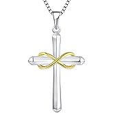 STARCHENIE Infinity Cross Necklace for Women 925 Sterling Silver Polished Cross Pendant Crucifix Jewelry Gifts