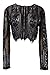 Finelook New Womens Fashion Slim Fit Lace Long Sleeve Crop Top Shirt (M)