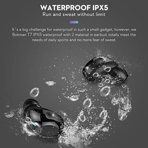 bokman Draadloze koptelefoon, T7 in-ear Bluetooth oordopjes, Graphene Driver Bass HiFi Geluid, IPX5 Waterdicht, Noise… - Afbeelding 8