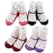 KF Baby Non-Skid Baby Girl Shoe Socks, 4 Pairs, Infants to Toddlers