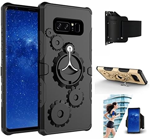 Galaxy Note 8 Case, Yitone Sport Running Armband Mechanical Gears Style Shockproof Drop Shatter Scratch Protection Rugged Stand Slim Thin Case with Arm Strap for Samsung Galaxy Note 8 (Black)
