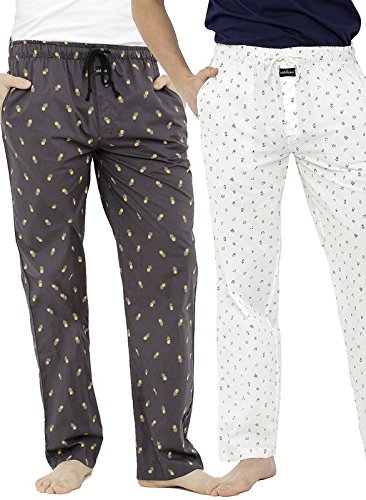 nick&jess mens multi printed 100% cotton pyjama bottoms (steal deal-pack of 2)