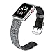 Secbolt Woven Band Compatible with Apple Watch Band 42mm 44mm iWatch Series 5 4 3 2 1, Canvas Fabric Strap with Genuine Leather Women Men(Gray, 42/44mm)