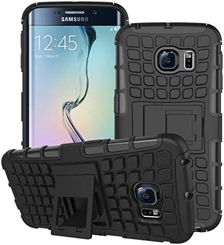 Samsung Galaxy S7 Edge case, High quality ILLUSIA Black Rugged Double Layer Armor Kickstand Cover Case With Holster for Samsung Galaxy S7 Edge G935 (Armor Black)