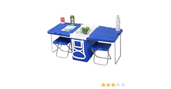 Multifuncional Rolling Cooler con mesa y 2 sillas Picnic Camping ...