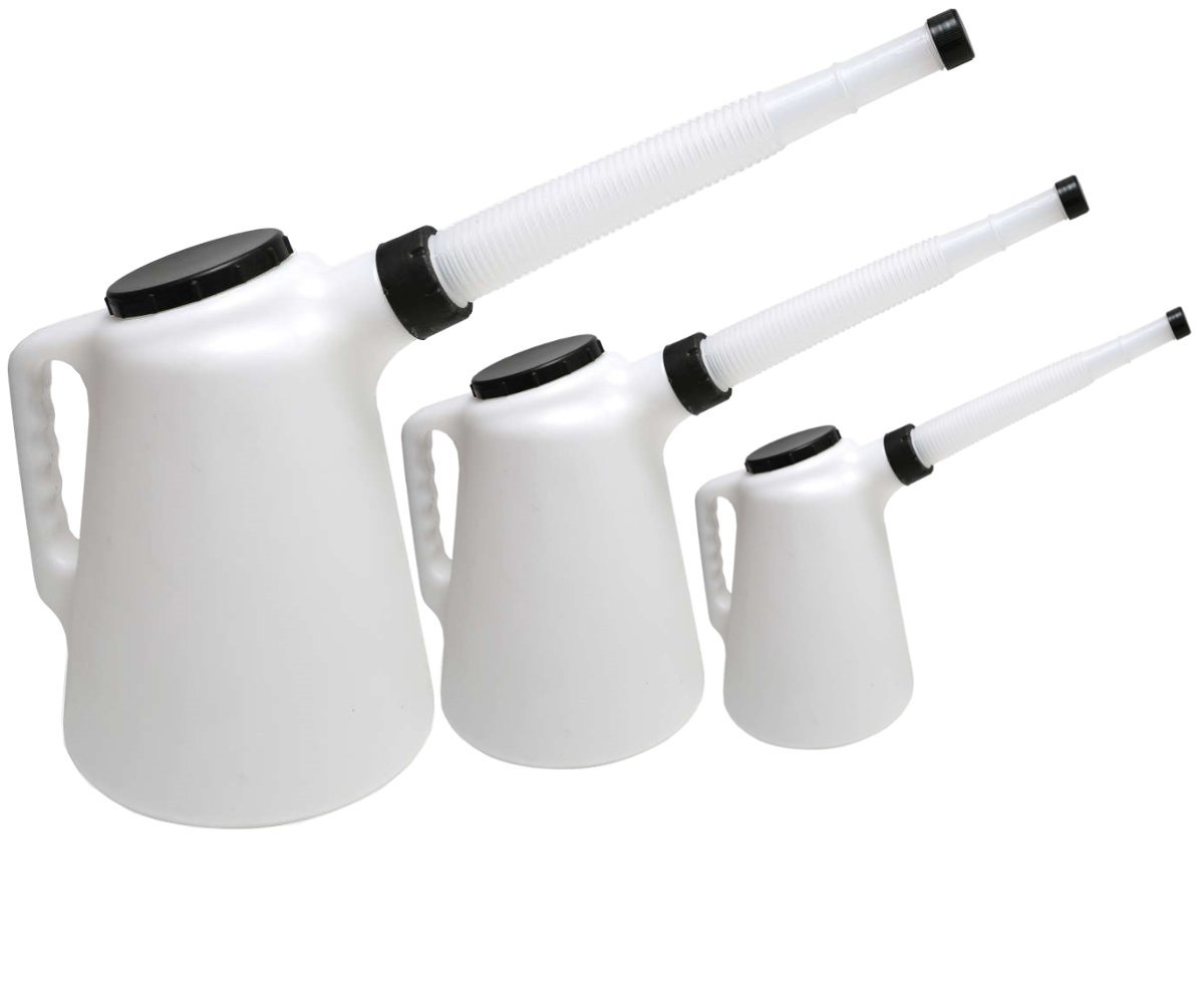 Set of Oil Measuring Jugs 5L 2L & 1L Oil, Anti freeze Pouring Jug Set