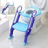 Luchild Potty Trainer Seat Adjustable Baby Potty Toilet Ladder Seat with Step Stool Ladder for Todderls Baby - Blue
