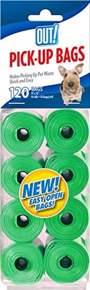 OUT! Dog Poo Bags Strong Leak-Proof 120 Bags Green Dispenser Ready