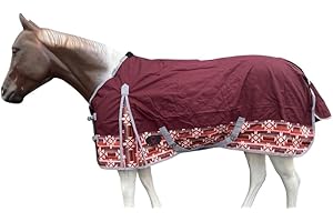 Tech Equestrian 1200 Denier RAIN Sheet | RAINSHEET (Waterproof & Breathable) (Maroon with Aztec Bottom, 78)