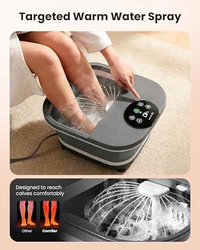COMFIER 2026 Folding Foot Bath with Heating, Shower & Temperature Control, Foot Bath with 30 Shiatsu Massage Balls, Automatic Massage & Anti-Splash Design, Wellness Gift for Men and Women
