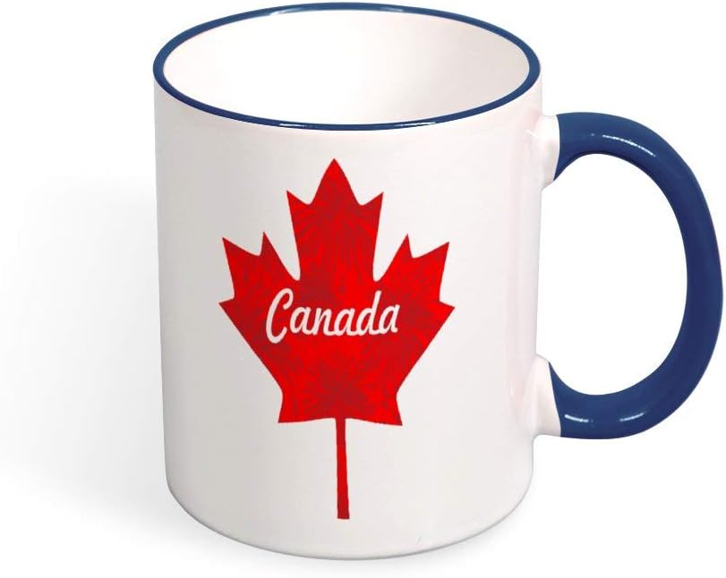 Taza de cerámica color boca y mango rojo fuegos artificiales en Canadá