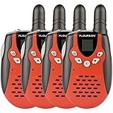 Floureon 22 Channel FRS/GMRS 2 Way Radio 2 Miles (Up to 3 Miles) UHF Handheld Walkie Talkie (Pack of 4, Small Red Black)