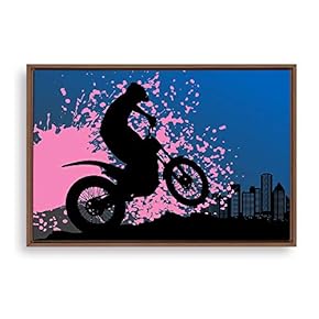 Framed Canvas Wall Art Motorcycle Canvas Prints Home Artwork Decoration for Living Room,Bedroom - 16x24 inches