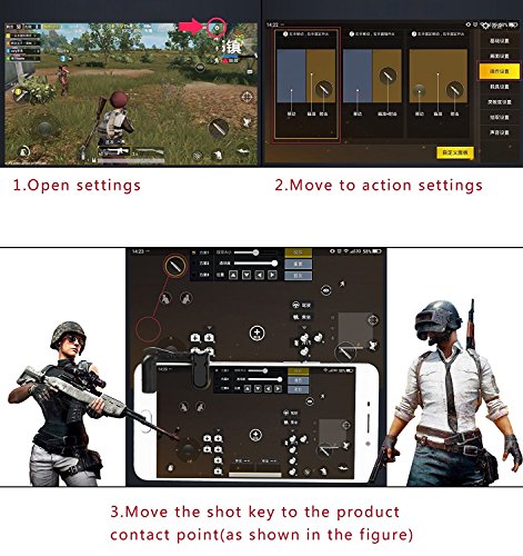 Bomach Mobile Game Controller,1 Pair Sensitive Fire Shoot Gaming Trigger Button L1R1 Aim Keys Shooter Controller Gamepad and 1Pcs Free Mobile Joystick for iPhone,Android Smart Cell Phone PUBG