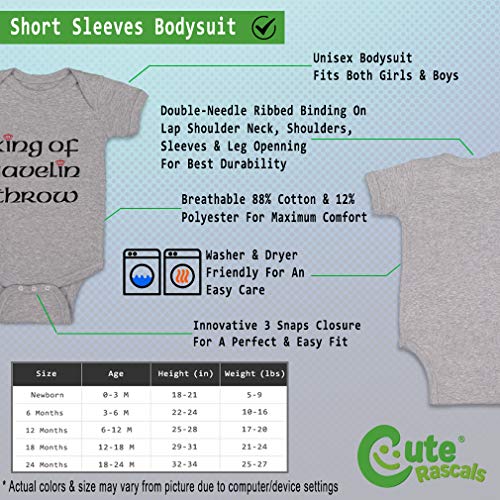 Custom Boy & Girl Baby Bodysuit King of Javelin Throw Sport Funny Cotton Baby Clothes Oxford Gray Design Only 12 Months
